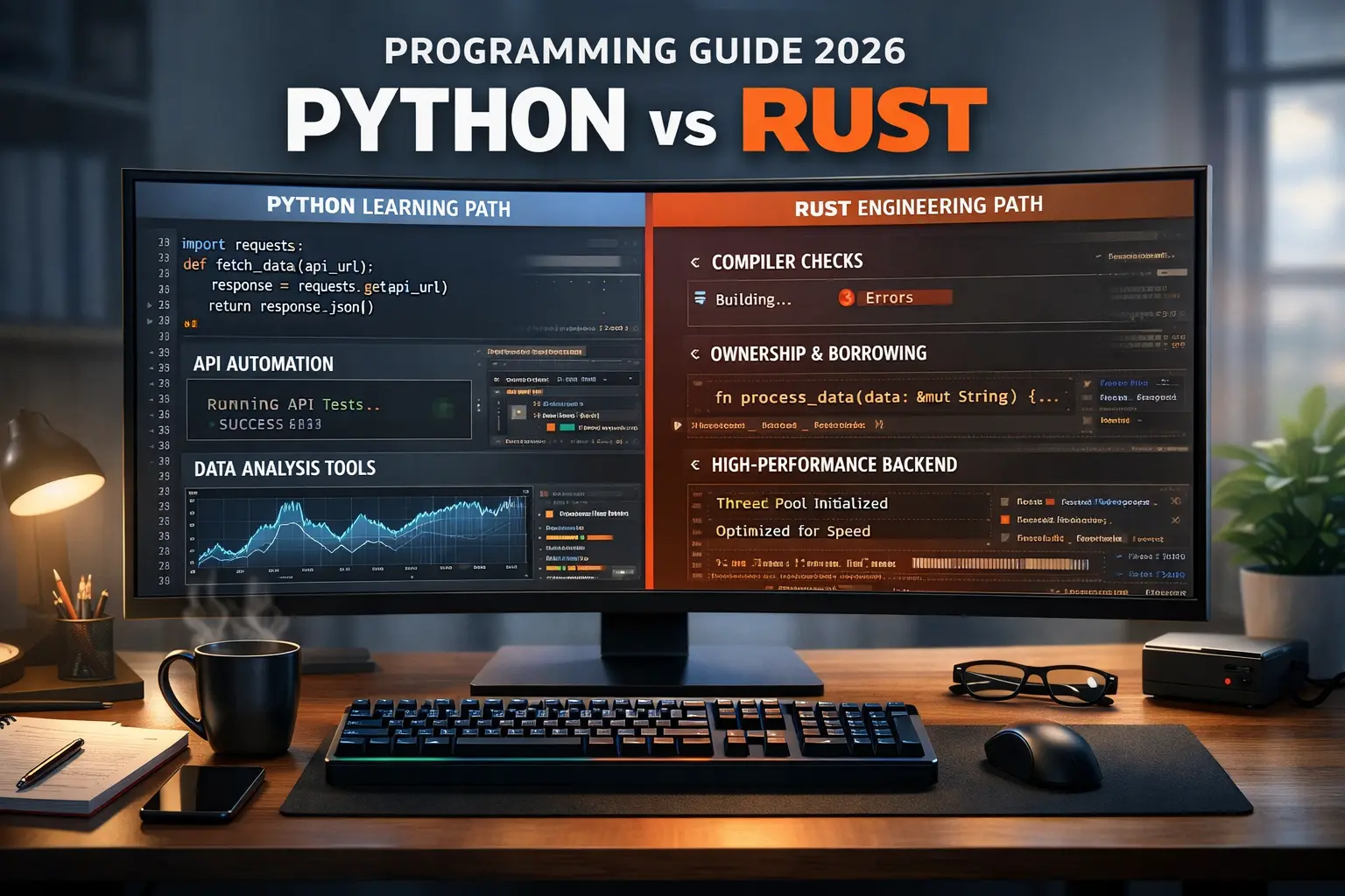 Koji programski jezik učiti u 2026: praktičan put Python vs Rust